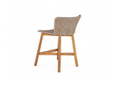 Lymington Outdoor Bar Stool, Teak Finished Wood with Light Brown Wicker, Set of 2 N775P278094B