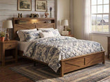 Queen size bed frame headboard with LED lights and charging station cushion platform bed frame, W636P566598