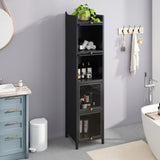 Modern Four-tier Glass Door Cabinet with Featuring Five-tier Storage, for Entryway Living Room W757P241562