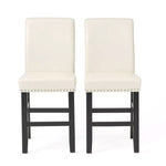 ZUN Contemporary leather counter stools,Ivory dining chairs with nail-head decoration ,25 N780P168429