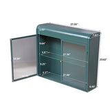Army Green 2-Door Wall-Mounted Metal Storage Cabinet with Tempered Glass Doors & Shelves for W3122P272930