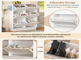Modern Elegant Narrow Tipping Bucket Shoe Cabinet with 6 Flip Drawers, Space Saving Design, Cream N721P288699K