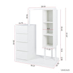 ZUN Wardrobe with Hanging Rack & Shelves, 4 Drawers Wardrobe with Storage Shelves for Bedroom, Wardrobe W331P235143