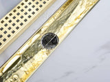 24 Inch Linear Shower Drain with Removable Square Patterned Grate, 304 Stainless Steel with Hair 20605305