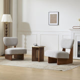 Modern Lounge Chair with Polyester Upholstery, Sturdy Wood Base With Walnut Finish, N767P241702L