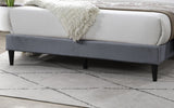 Elegant Modern Gray Velvet Upholstered Queen Size Bed Clean Lines Design Headboard 1pc Bedframe B011P238925
