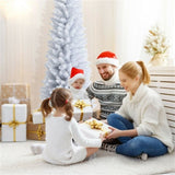 6 Feet White Artificial Christmas Pencil Tree with Folding Metal Stand 40601858