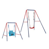 XNS067B green and blue interesting 2 in 1 baby swing mental plastic safe swing set 110lbs for W1711P208374