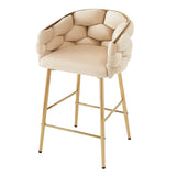 28'' Modern Counter Stools Set of 2,Beige Counter Stools with iron Frame,Soft back and N780P199861W