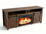 Rotten Wood Finish Fireplace TV Stand, 147.5*39*76cm, Embossed Particle Board with Melamine Foil, 46705287