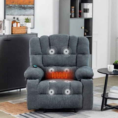 ZUN Massage Recliner Chair Sofa with Heating Vibration W1403P152415