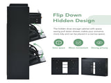 ON-TREND Modern Tipping Bucket Shoe Cabinet with 4 Flip Drawers, Multifunctional 2-Tier Shoe Storage WF300851AAB
