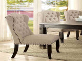 Rustic Style 2pc Side Chair Button Tufted Nailhead Trim Wingback Antique Black And Beige Finish B2741P408973