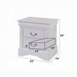 1pc Classic White Finish 2-Drawers Nightstand Louis Phillipe Style Bedroom Furniture B2741P323122