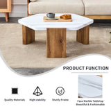 ZUN Modern practical MDF coffee table with white tabletop and Wood Texture MDF legs. Suitable for living W1512P245607