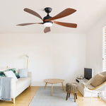 ZUN 52 Inch Modern Ceiling Fan with 5 ABS Blades Noiseless Reversible DC Motor Black for Bedroom W934P147093