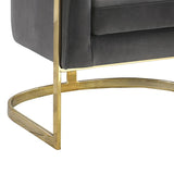 Dark Grey and Gold Tufted Barrel Accent Chair B062P153751