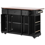 K&K 53'' Farmhouse Island with Two Tempered Glass Cabinet Doors, Power Outlet, Rolling N707P263637B