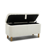 ZUN Basics Upholstered Storage Ottoman and Entryway Bench White W1805137535