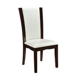 ZUN Modern Contemporary Dining Side Chairs Set of 2 White Faux Leather Upholstered Espresso Finish B011P255723