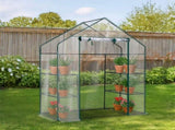 Mini Walk-In Greenhouse with PVC Cover, 4-Shelf Indoor Outdoor Garden Plant Shelves, Roll-Up Zipper 00416149