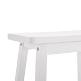 ZUN 2pcs Pine Wood Saddle Seat Bar Stool White 07638895