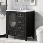 ZUN 30" Bathroom Vanity with Sink, Bathroom Vanity Cabinet with Three Drawers and Door, Solid Wood and N725P185816B