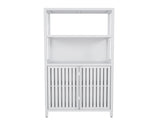 White bamboo storage cabinet, separate bathroom cabinet with 2 doors, floor cabinet organizer for W2207P308780