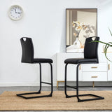 Black PU Chair Barstool Dining Counter Height Chair Set of 2 W24154186