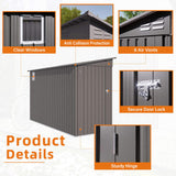 4 x 9 FT Outdoor Storage Shed, Metal Garden Shed Tool House with Sloping Roof,2 vents and 1 Side W3213P317946
