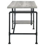 ZUN Grey Driftwood and Black 2-Shelf Writing Desk B062P153915