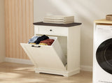 10 Gallon Tilt Out Trash Cabinet Freestanding Trash Bin Cabinet Wood Garbage Recycling Cabinet with 64350524