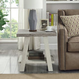 Athens Contemporary Two-Tone Wood Shelf End Table in Weathered Gray and Beige 06467700