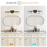 Vintage 4-Light Wall Sconce with Clear Crystal Shades, Black Iron Finish Vanity Light Fixture for W1340P206719