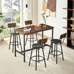 ZUN Pub High Dining Table 5 Piece Set, Industrial Style Pub Table, 4 PU Leather Bar Chairs for Kitchen 97578005