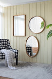 24" x 36" Oval Wall Mirror with Wood Frame, Farmhouse Wood Mirror for Bathroom Entryway Console Lean W2078126447