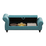64.5" Bed Bench for Bed Room Nails Tufted Chaise of Lounge with Storage Velvet Upholstery Lake Blue W1097P202880