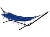 Hammock with Netted Fringe and Wooden Bars - 100" x 41" - Blue 35948404