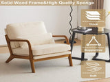 Low Arm Accent Chair - Off-White Corduroy Upholstered Indoor Lounge Chair, Compact Single Seater 07121818