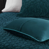 3 Piece Velvet Quilt Set Teal Full/Queen B03597494