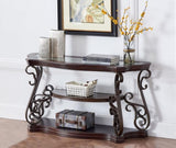 Sofa Table, Glass table top, MDF W/marble paper middle shelf, powder coat finish metal legs. W48720762