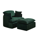 Convertible Compressed Sofa Chair with Ottoman, Modern Corduroy Fabric Armchair for Small Spaces, 37809310