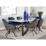 Blue and Gunmetal Upholstered Dining Chairs B062P145617