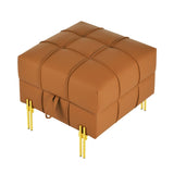 22 inches Anti-scratch Leather Storage Ottoman, Pet Friendly Entryway Bench with Golden Stainless W1191P196356
