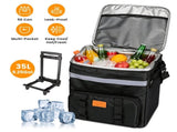 35L Rolling Cooler Bag 2-in-1 Insulated Lunch Backpack with Telescopic Handle Wheels Adjustable 09732445