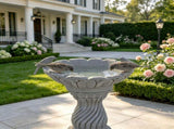 16.54" Garden Bird Bath Statue, Magnesium Oxide Grey Pedestal Birdbath, Outdoor Bird Feeder Bowl W6572P574583
