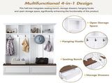 Farmhouse 4-in-1 Hall Tree with Wood Grain Bench, Mudroom Versatile Coat Rack with 2 Large Drawer, 95351999