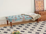 European Style Tufted Floral Bench with Turned Wood Legs,American Upholstered Ottoman for Bedroom & W3373P453377