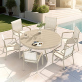 VRSHWO Garden Patio Chairs Set of 2, Weather Metal Outdoor Dining Chairs , Garden, Poolsides, Cream W213P335868