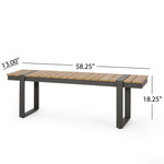 ZUN Outdoor Dining Bench, Gray + Natural 70498.00GRY